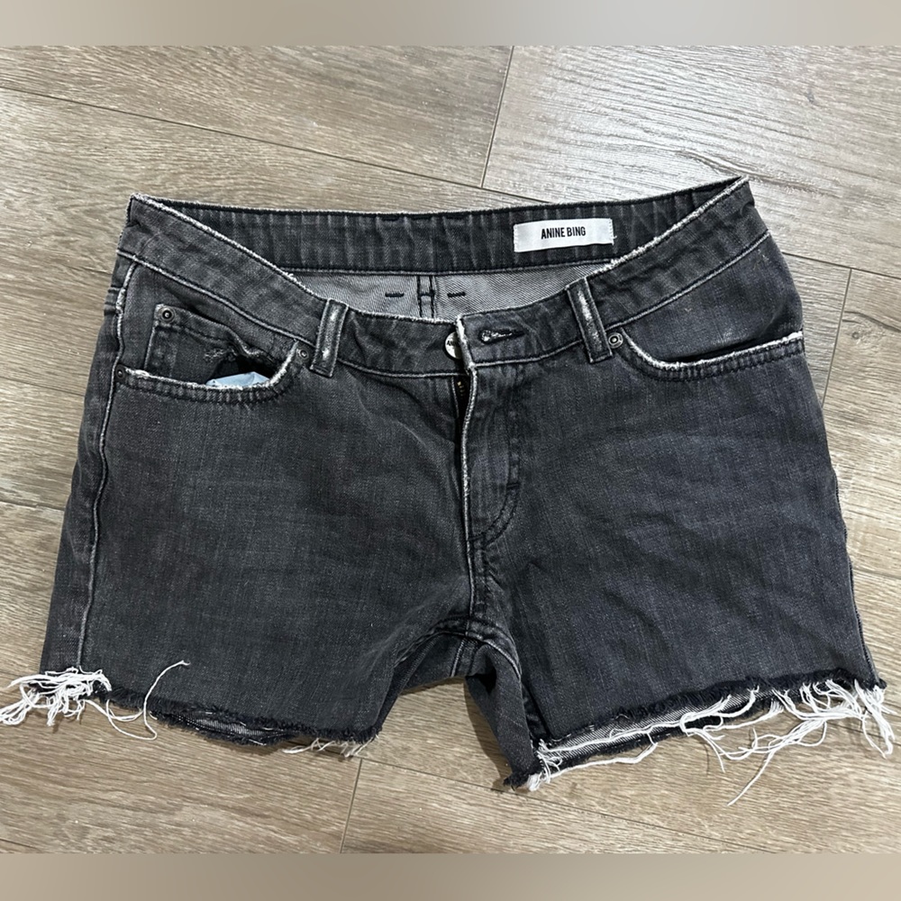 Anine Bing Charcoal Denim Shorts, size 24, excellent condition